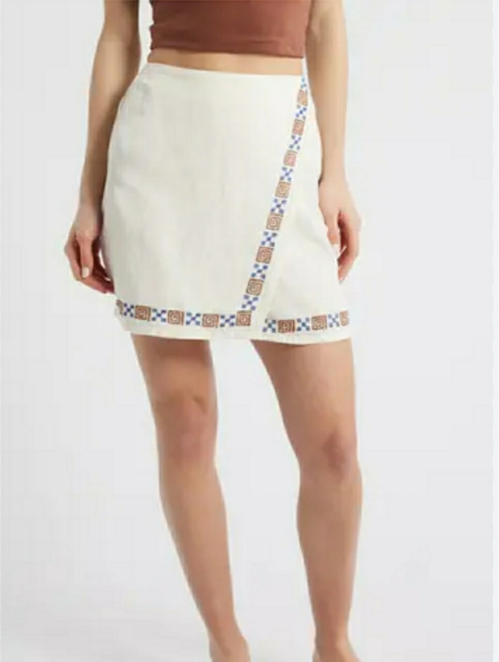 Rip Curl San Carlos Linen Blend Embroidered Mini Skirt Size Xs
